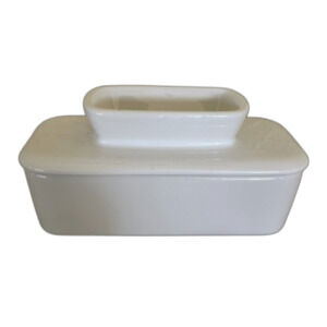 Sweese Butter Dish with Lid White Porcelain French Countertop Keeper Farmhouse